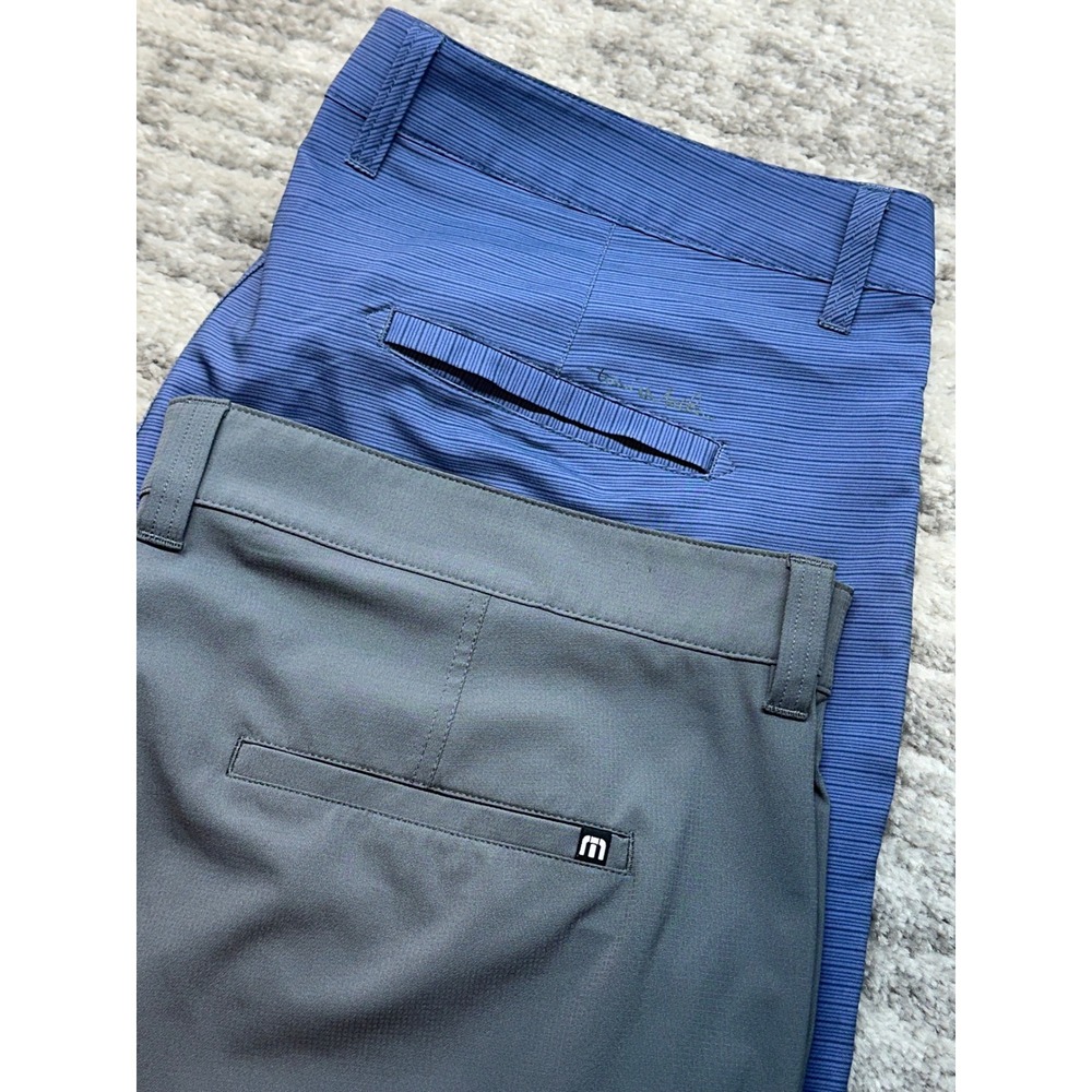 TravisMathew Shorts Men 40 Blue Gray 2 Pair Bundle Golf Performance Stretch